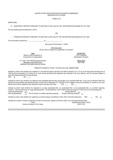 Thumbnail HNI Corporation
 10-Q Quarterly Report FY 
