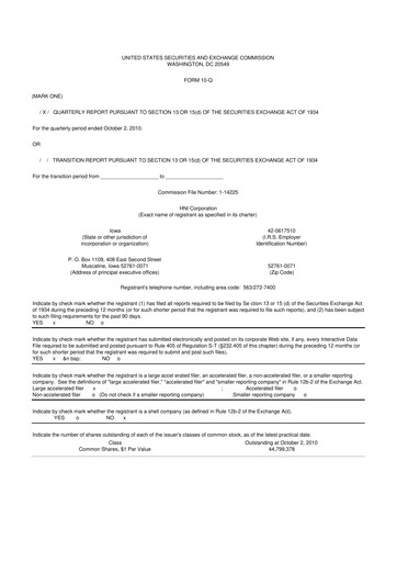Thumbnail HNI Corporation
 10-Q Quarterly Report FY2010 