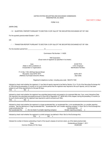 Thumbnail HNI Corporation
 10-Q Quarterly Report FY2011 