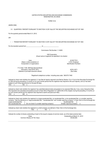 Thumbnail HNI Corporation
 10-Q Quarterly Report FY2012 