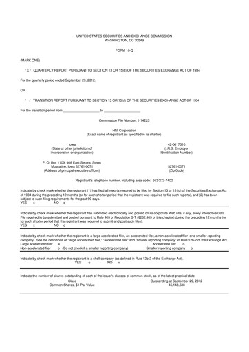 Thumbnail HNI Corporation
 10-Q Quarterly Report FY2012 
