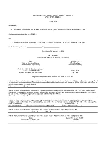 Thumbnail HNI Corporation
 10-Q Quarterly Report FY2014 