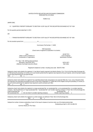 Thumbnail HNI Corporation
 10-Q Quarterly Report FY2015 