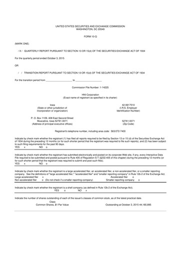 Thumbnail HNI Corporation
 10-Q Quarterly Report FY2015 