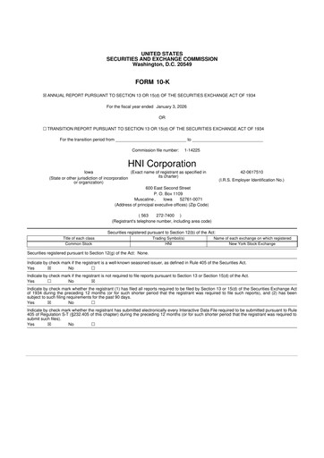 Thumbnail HNI Corporation
 10-K Annual Report 2025