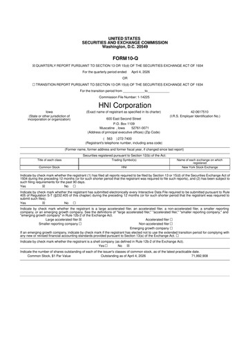 Thumbnail HNI Corporation
 10-Q Quarterly Report FY 