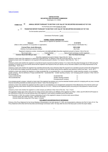 Thumbnail Hormel Foods 10-K Annual Report 2022