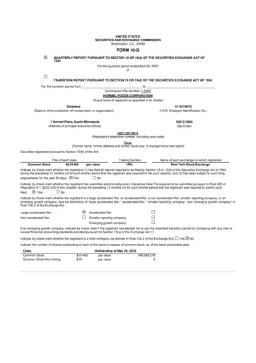 Thumbnail Hormel Foods 10-Q Quarterly Report FY2023 