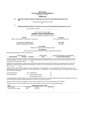 Thumbnail Hormel Foods 10-Q Quarterly Report FY2023 