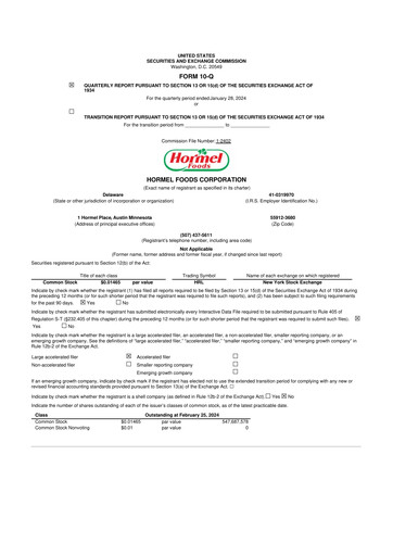 Thumbnail Hormel Foods 10-Q Quarterly Report FY2024 