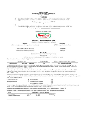 Thumbnail Hormel Foods 10-Q Quarterly Report FY2025 