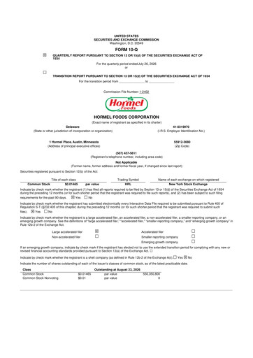 Thumbnail Hormel Foods 10-Q Quarterly Report FY2026 