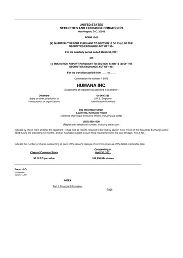 Thumbnail Humana 10-Q Quarterly Report FY 