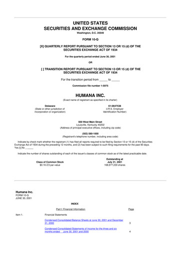 Thumbnail Humana 10-Q Quarterly Report FY 