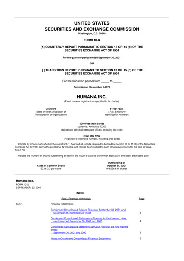 Thumbnail Humana 10-Q Quarterly Report FY 