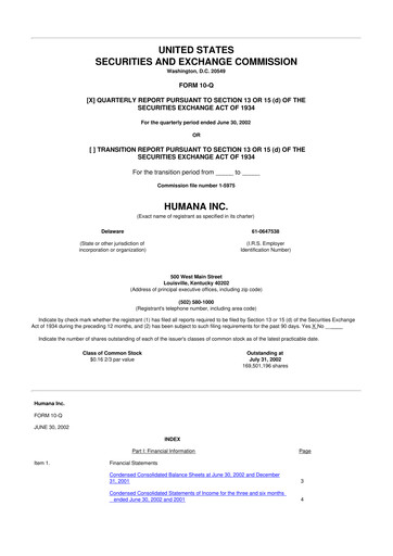 Thumbnail Humana 10-Q Quarterly Report FY 