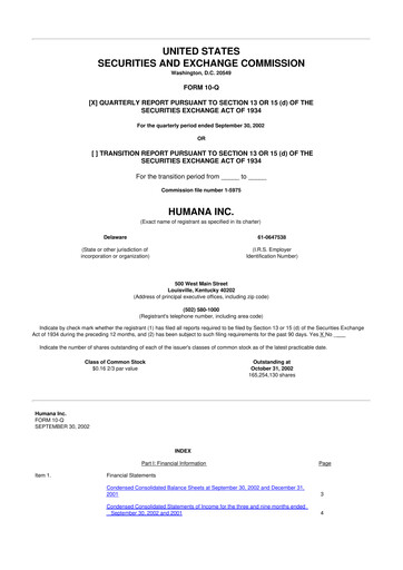 Thumbnail Humana 10-Q Quarterly Report FY 