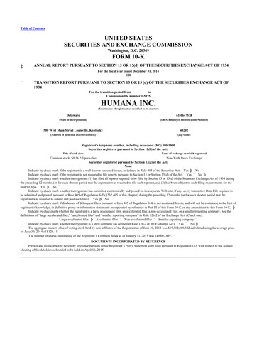 Thumbnail Humana 10-K Annual Report 2014