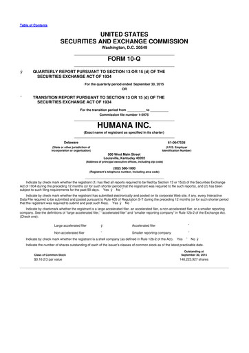 Thumbnail Humana 10-Q Quarterly Report FY2015 