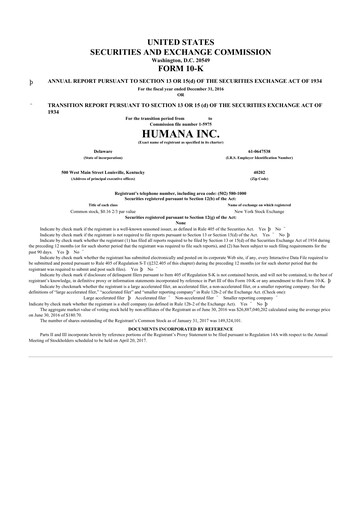 Thumbnail Humana 10-K Annual Report 2016