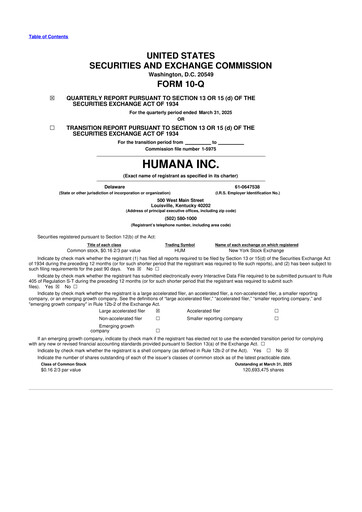 Thumbnail Humana 10-Q Quarterly Report FY2025 