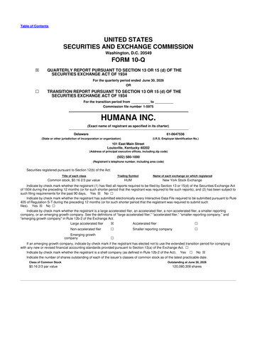 Thumbnail Humana 10-Q Quarterly Report FY2026 