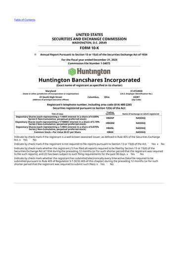 Thumbnail Huntington Bancshares
 10-K Annual Report 2024