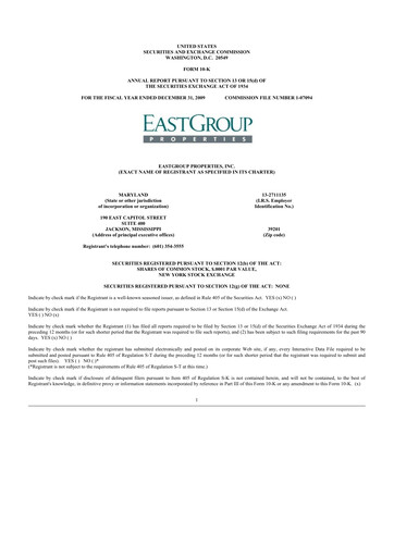 Thumbnail EastGroup Properties 10-K Annual Report 