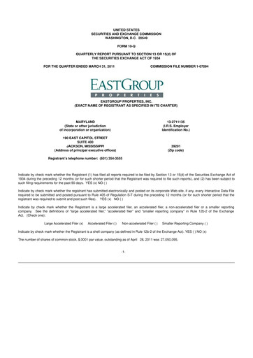 Thumbnail EastGroup Properties 10-Q Quarterly Report FY2011 