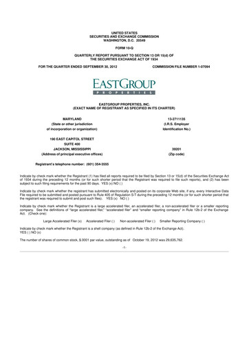 Thumbnail EastGroup Properties 10-Q Quarterly Report FY2012 