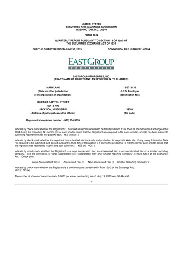 Thumbnail EastGroup Properties 10-Q Quarterly Report FY2013 