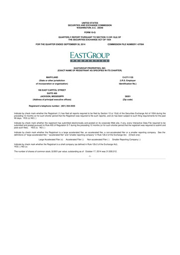 Thumbnail EastGroup Properties 10-Q Quarterly Report FY2014 