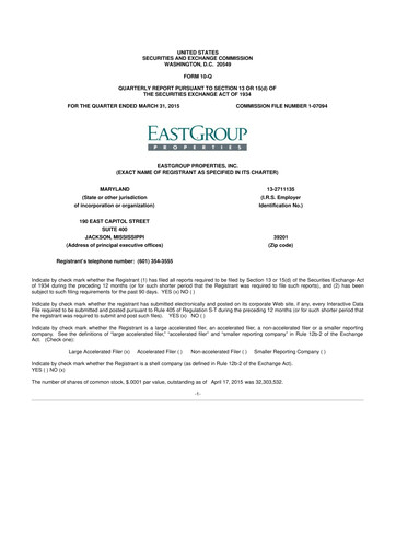 Thumbnail EastGroup Properties 10-Q Quarterly Report FY2015 