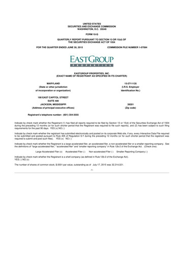 Thumbnail EastGroup Properties 10-Q Quarterly Report FY2015 
