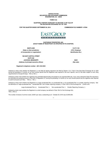 Thumbnail EastGroup Properties 10-Q Quarterly Report FY2016 