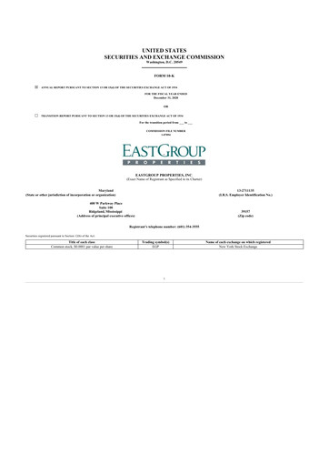 Thumbnail EastGroup Properties 10-K Annual Report 2020
