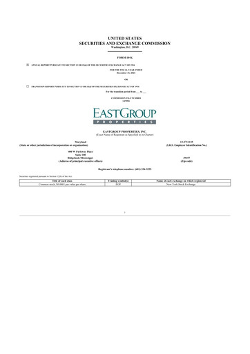 Thumbnail EastGroup Properties 10-K Annual Report 2021