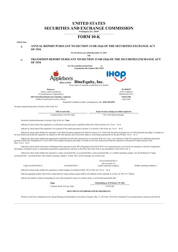 Thumbnail Dine Brands Global 10-K Annual Report 2015