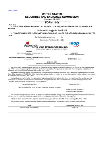 Thumbnail Dine Brands Global 10-Q Quarterly Report FY2018 