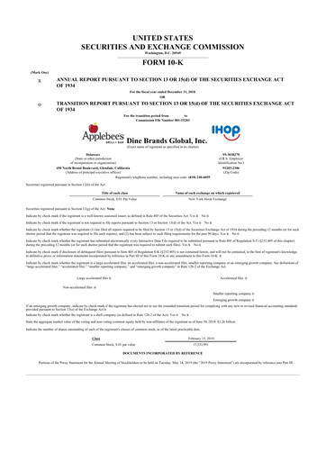 Thumbnail Dine Brands Global 10-K Annual Report 2018