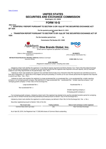 Thumbnail Dine Brands Global 10-Q Quarterly Report FY2019 