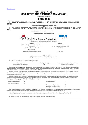 Thumbnail Dine Brands Global 10-Q Quarterly Report FY2019 