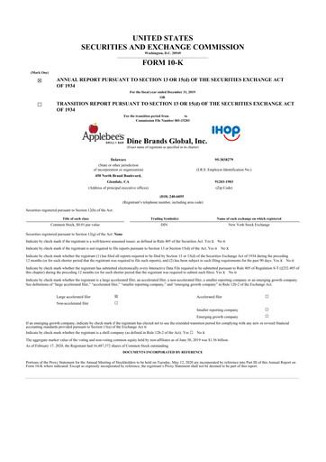 Thumbnail Dine Brands Global 10-K Annual Report 2019