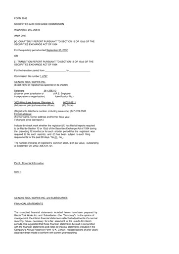 Miniature Illinois Tool Works  10-Q Rapport trimestriel  