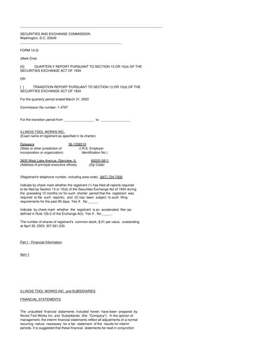 Miniature Illinois Tool Works  10-Q Rapport trimestriel  