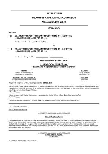 Miniature Illinois Tool Works  10-Q Rapport trimestriel  