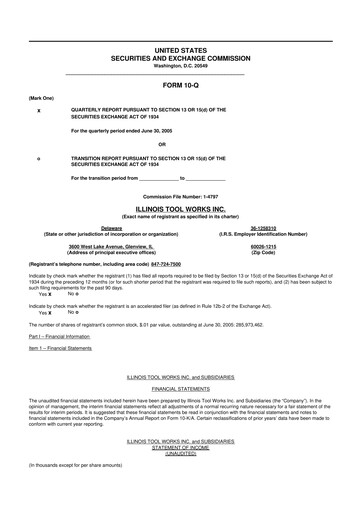 Miniature Illinois Tool Works  10-Q Rapport trimestriel  