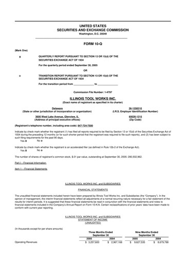 Miniature Illinois Tool Works  10-Q Rapport trimestriel  