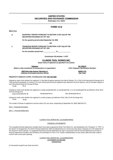 Miniature Illinois Tool Works  10-Q Rapport trimestriel  