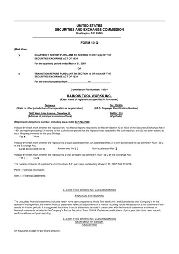 Miniature Illinois Tool Works  10-Q Rapport trimestriel  